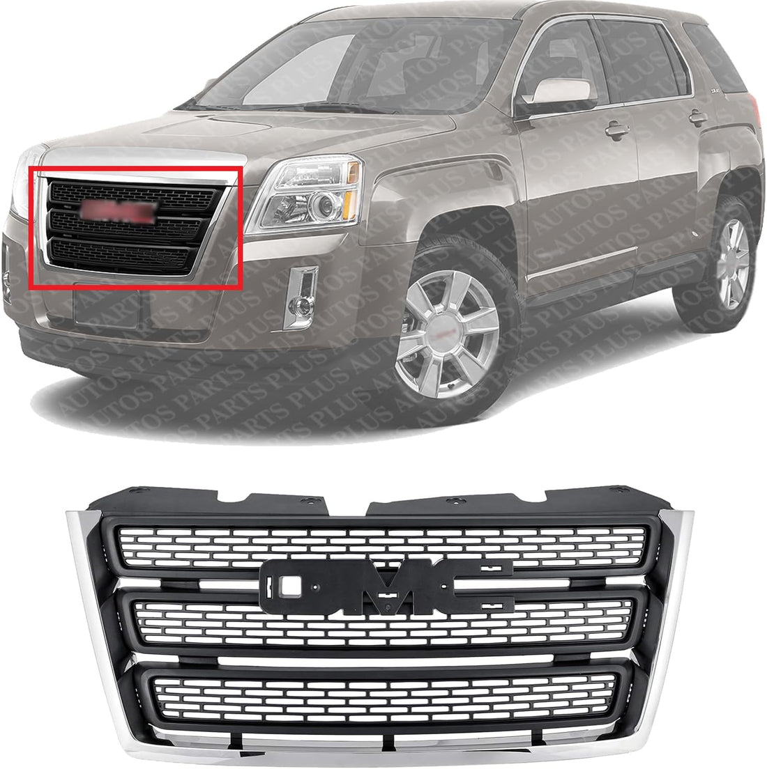 Front Grille Primed Shell And Insert Plastic Without Chrome Package Direct Replacement Compatible With 2010-2015 GMC Terrain GM1200630 22764303