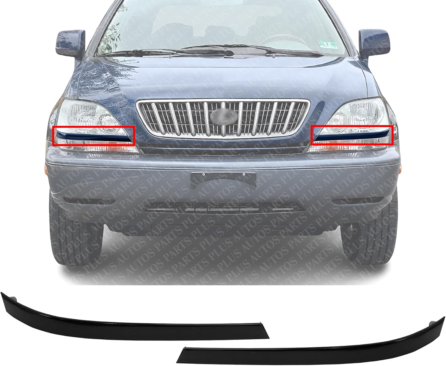 Set Of 2 Front Head Light Filler Primed Steel Left Driver & Right Passenger Side Direct Replacement Compatible With 1999-2003 Lexus RX300 LX2509102 LX2508102 8112648011 8116648011
