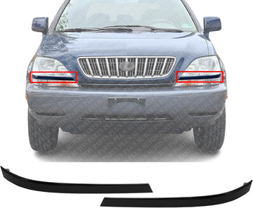 Set Of 2 Front Head Light Filler Primed Steel Left Driver & Right Passenger Side Direct Replacement Compatible With 1999-2003 Lexus RX300 LX2509102 LX2508102 8112648011 8116648011