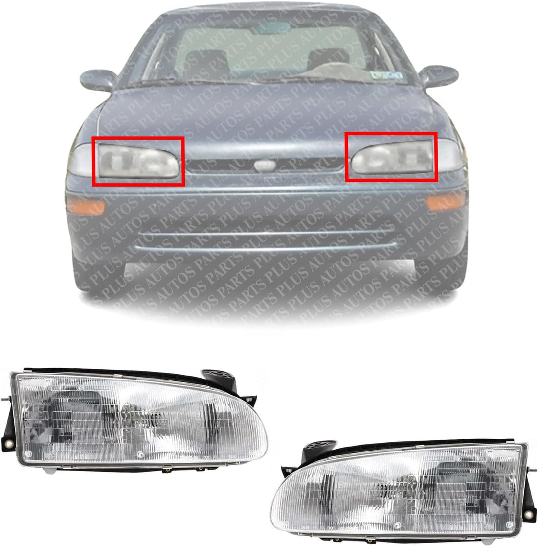 Set Of 2 Front Headlight Assembly Right Passenger & Left Driver Side Direct Replacement Compatible With 1993-1997 Geo Prizm GM2502134 GM2503134 94852390 94852389