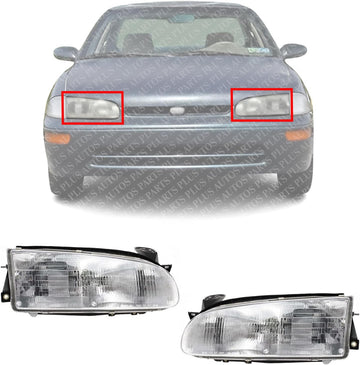 Set Of 2 Front Headlight Assembly Right Passenger & Left Driver Side Direct Replacement Compatible With 1993-1997 Geo Prizm GM2502134 GM2503134 94852390 94852389