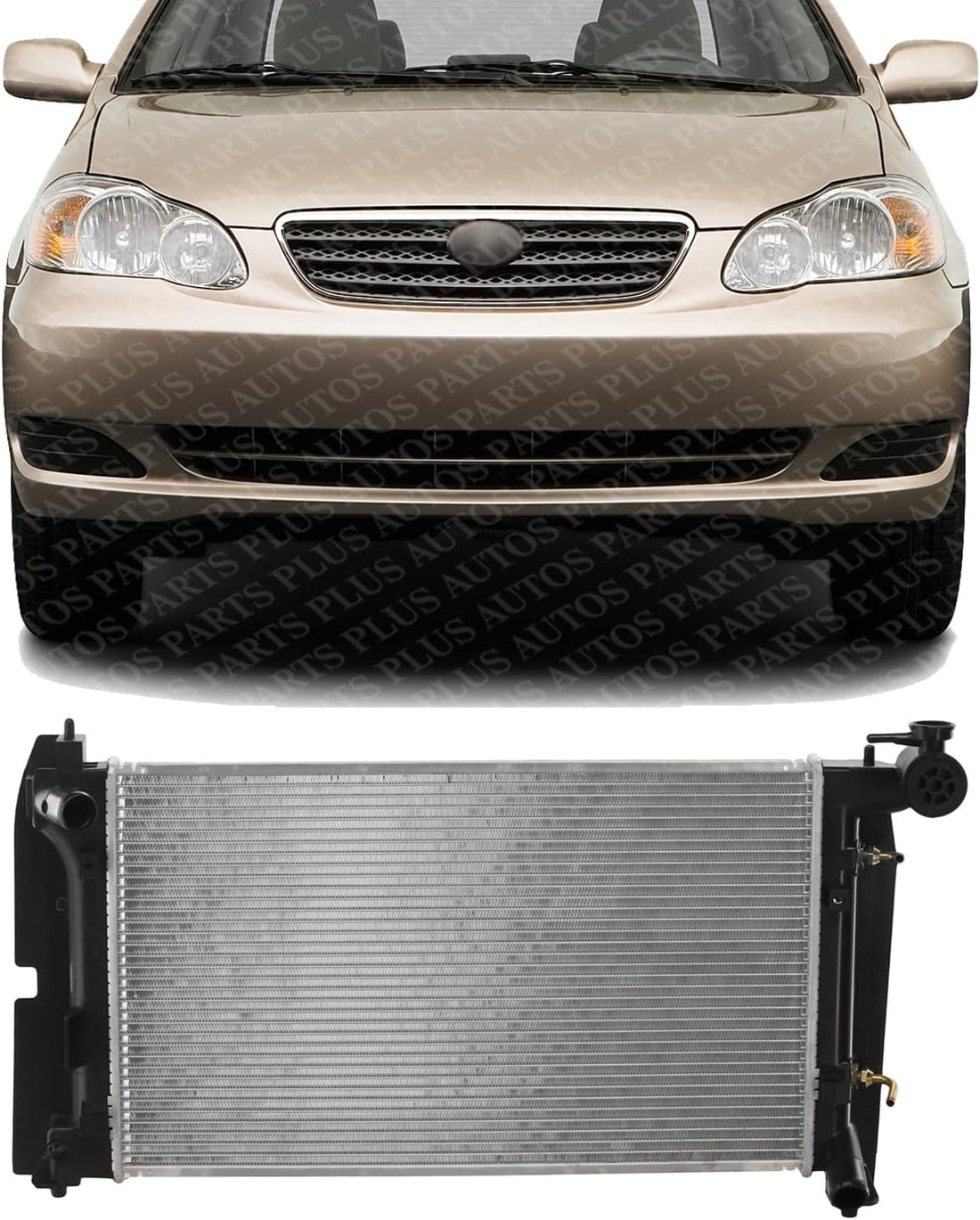 Front Radiator Aluminum Core Direct Replacement Compatible With 2003-2008 Pontiac Vibe/Toyota Corolla/Matrix TO3010271 16410YZZAQ