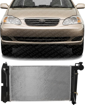 Front Radiator Aluminum Core Direct Replacement Compatible With 2003-2008 Pontiac Vibe/Toyota Corolla/Matrix TO3010271 16410YZZAQ