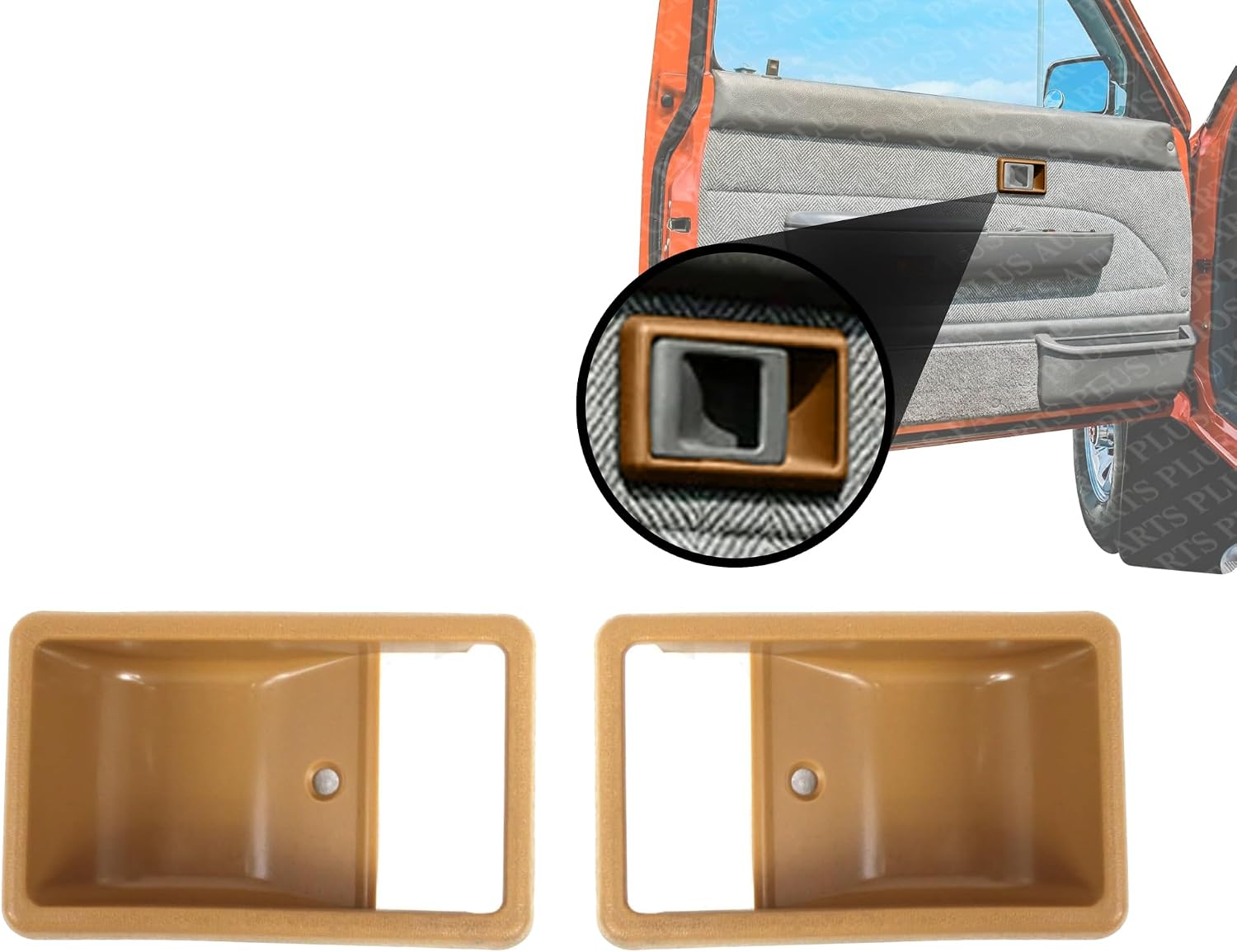 Set of 2 Front Inside Door Handle Case Beige Left Driver & Right Passenger Side Direct Replacement Compatible with 1984-1989 Toyota Pickup / 4Runner TO1358103 TO1356103