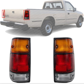 Tail Light Assembly With Black Trim Left Driver & Right Passenger Side Direct Replacement Compatible With 1988-1995 Isuzu Pickup / 1994-1997 Honda Passport IZ2800103 IZ2801103