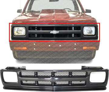 Front Grille Assembly Textured Shell And Insert Plastic Direct Replacement Compatible With 1991-1994 Chevrolet S10 Blazer / 1991-1993 Pickup GM1200143 12384611
