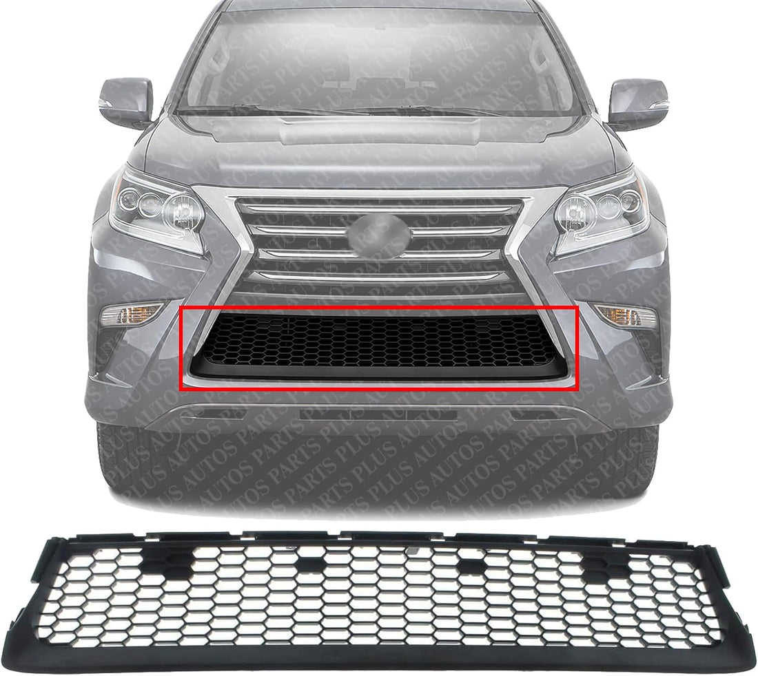 Front Bumper Grille Textured Plastic Direct Replacement Compatible With 2014-2019 Lexus GX460 LX1036124 5311260160