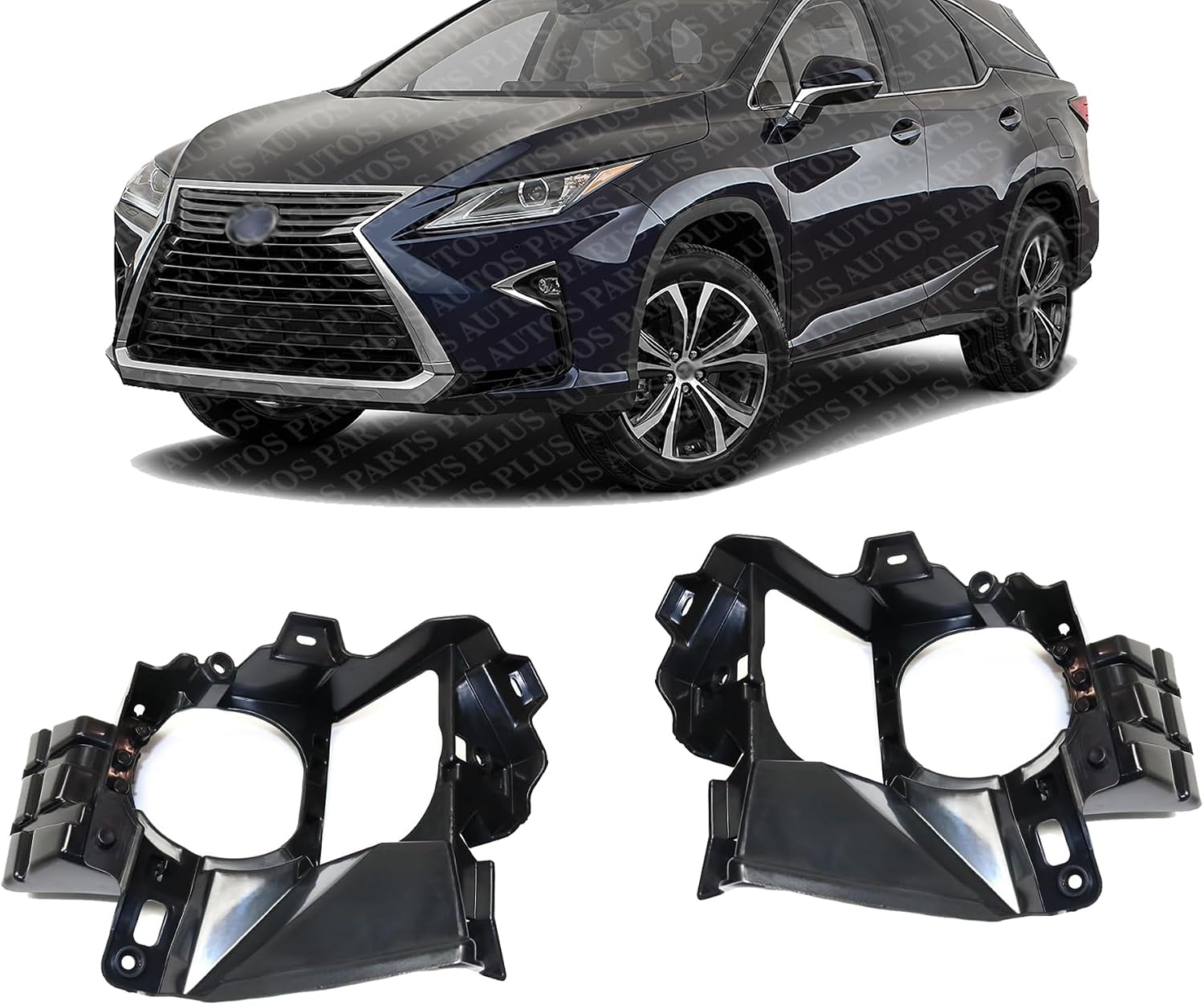 Set Of 2 Front Fog Light Bracket Plastic Left Driver & Right Passenger Side Direct Replacement Compatible With 2016-2019 Lexus RX350 / RX450h LX2603106 LX2602106