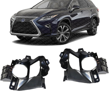 Set Of 2 Front Fog Light Bracket Plastic Left Driver & Right Passenger Side Direct Replacement Compatible With 2016-2019 Lexus RX350 / RX450h LX2603106 LX2602106