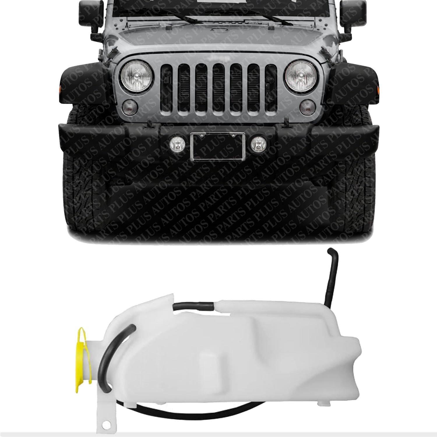 Front Coolant Reservoir Radiator Spare Tank With Cap & Hose Direct Replacement Compatible With 2012-2017 Jeep Wrangler CH3014149 68091500AD