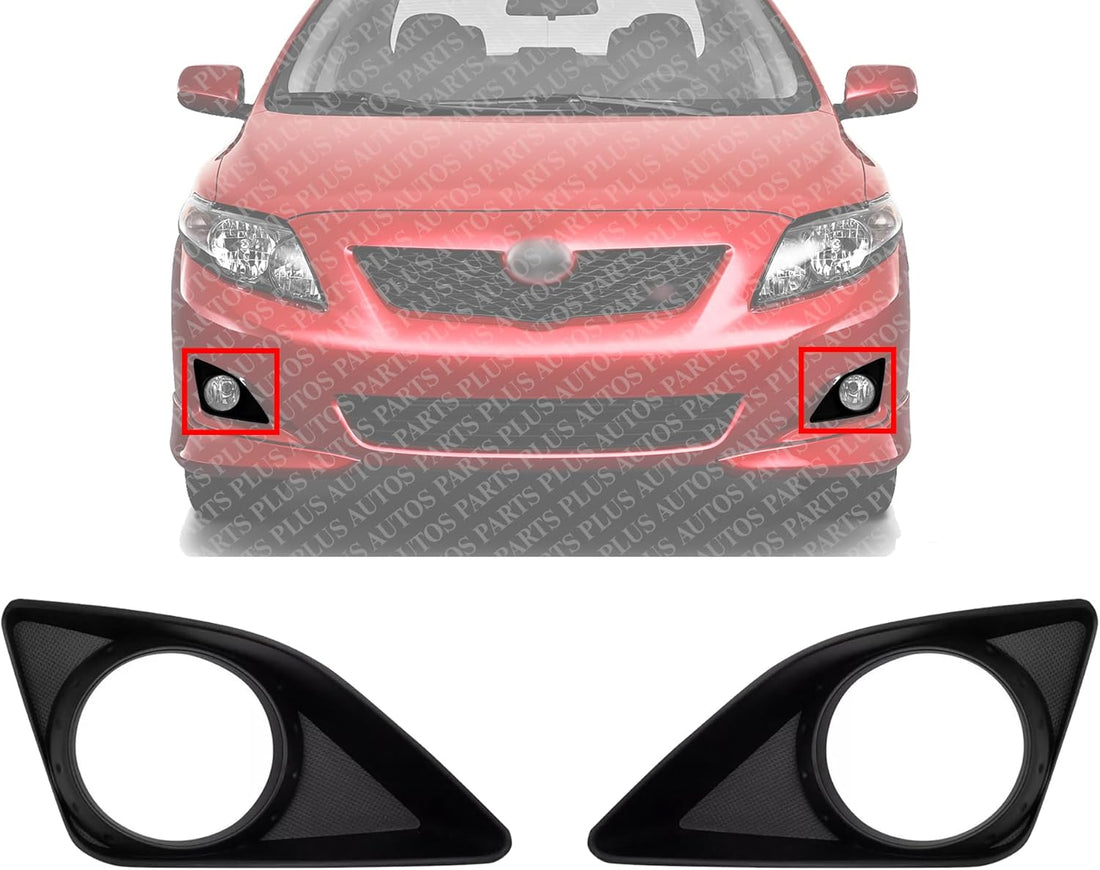 Set Of 2 Front Fog Light Molding Primed Left Driver & Right Passenger Side Direct Replacement Compatible With 2009-2010 Toyota Corolla TO1039116 TO1038116 8148102100 8148202090