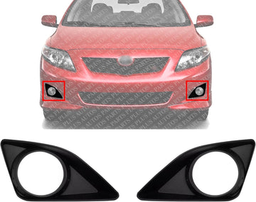 Set Of 2 Front Fog Light Molding Primed Left Driver & Right Passenger Side Direct Replacement Compatible With 2009-2010 Toyota Corolla TO1039116 TO1038116 8148102100 8148202090