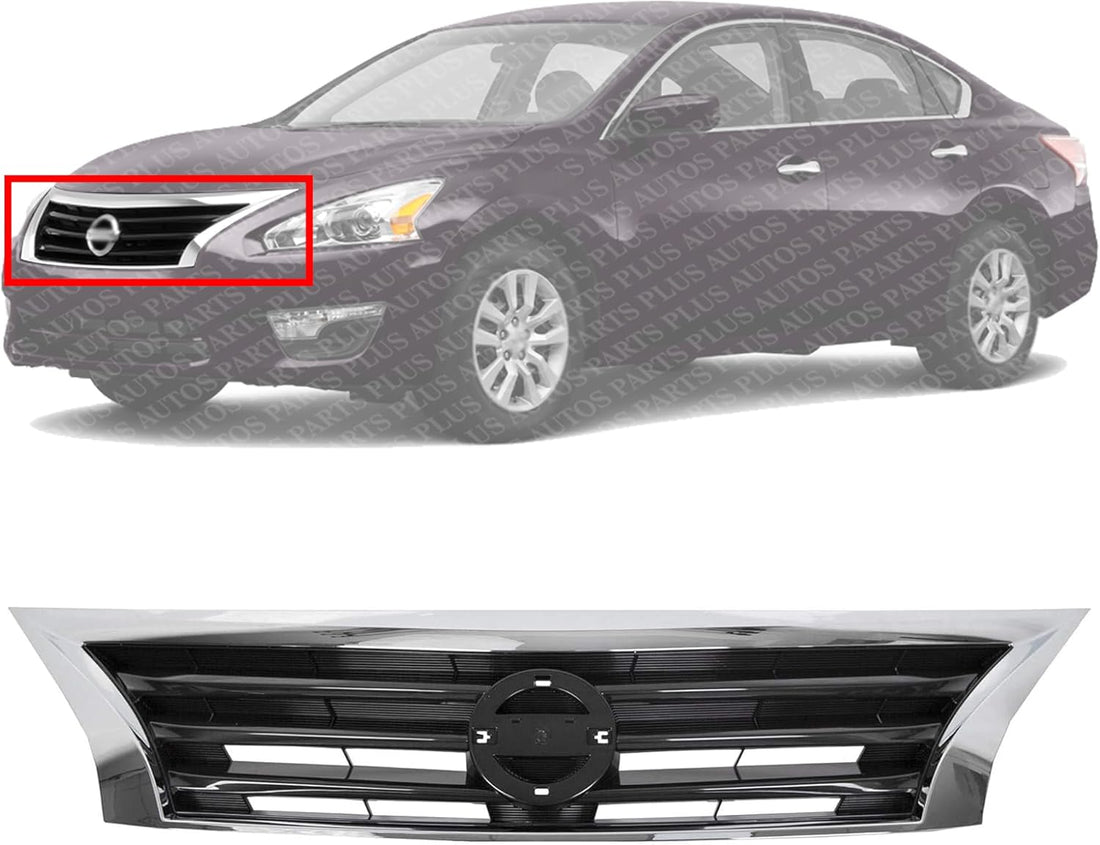 Front Grille Chrome Shell/Black Insert Direct Replacement Compatible With 2013-2015 Nissan Altima NI1200250 623103TA0A