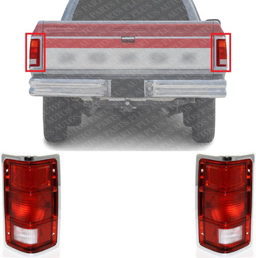 Set OF 2 Tail Light Lens And Housing With Chrome Outer Trim Right Passenger & Left Driver Side Direct Replacement Compatible With 1987-1996 Dodge Dakota CH2800110 CH2801110 4482577