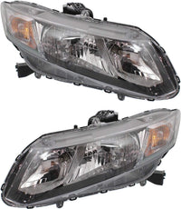 Set Of 2 Front Head Light Assembly Left Driver & Right Passenger Side Direct Replacement Compatible With 2013-2015 Honda Civic HO2502150 HO2503150 33100TR0A51 33150TR0A51