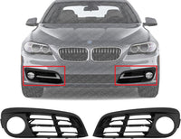 Set Of 2 Front Fog Light Molding Primed Plastic With Holes Left Driver & Right Passenger Side Direct Replacement Compatible With 2014-2016 BMW 5-Series BM1039167 BM1038167 51117331730