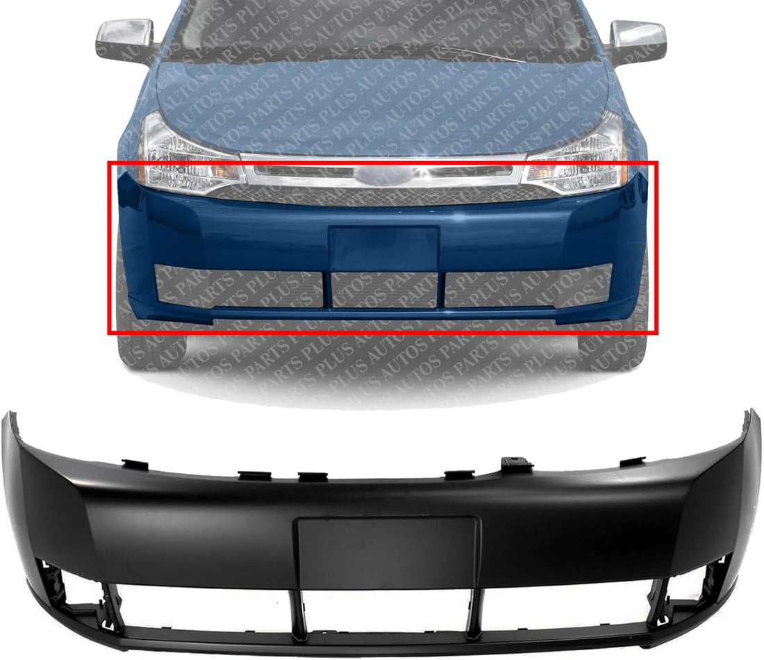 AUTOS PARTS PLUS Front Bumper Cover Primed Direct Replacement Compatible With 2008-2011 Ford Focus FO1000634 8S4Z17D957APTM