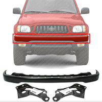 Front Bumper Primed Steel + Bracket Set Of 2 Right Passenger & Left Driver Side Direct Replacement Compatible With Toyota Tacoma 2001-2004 TO1002176 TO1066134 TO1067134 52101AD900