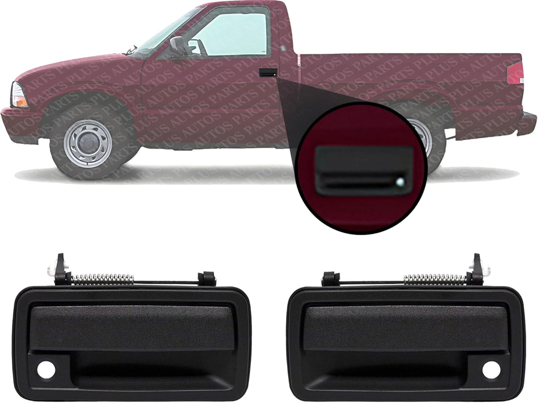 Set of 2 Front Exterior Door Handle Smooth Black with Key Hole Left Driver & Right Passenger Side Direct Replacement Compatible with 1994-2004 GMC Sonoma / 1995-2005 Chevrolet Blazer