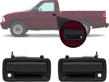 Set of 2 Front Exterior Door Handle Smooth Black with Key Hole Left Driver & Right Passenger Side Direct Replacement Compatible with 1994-2004 GMC Sonoma / 1995-2005 Chevrolet Blazer