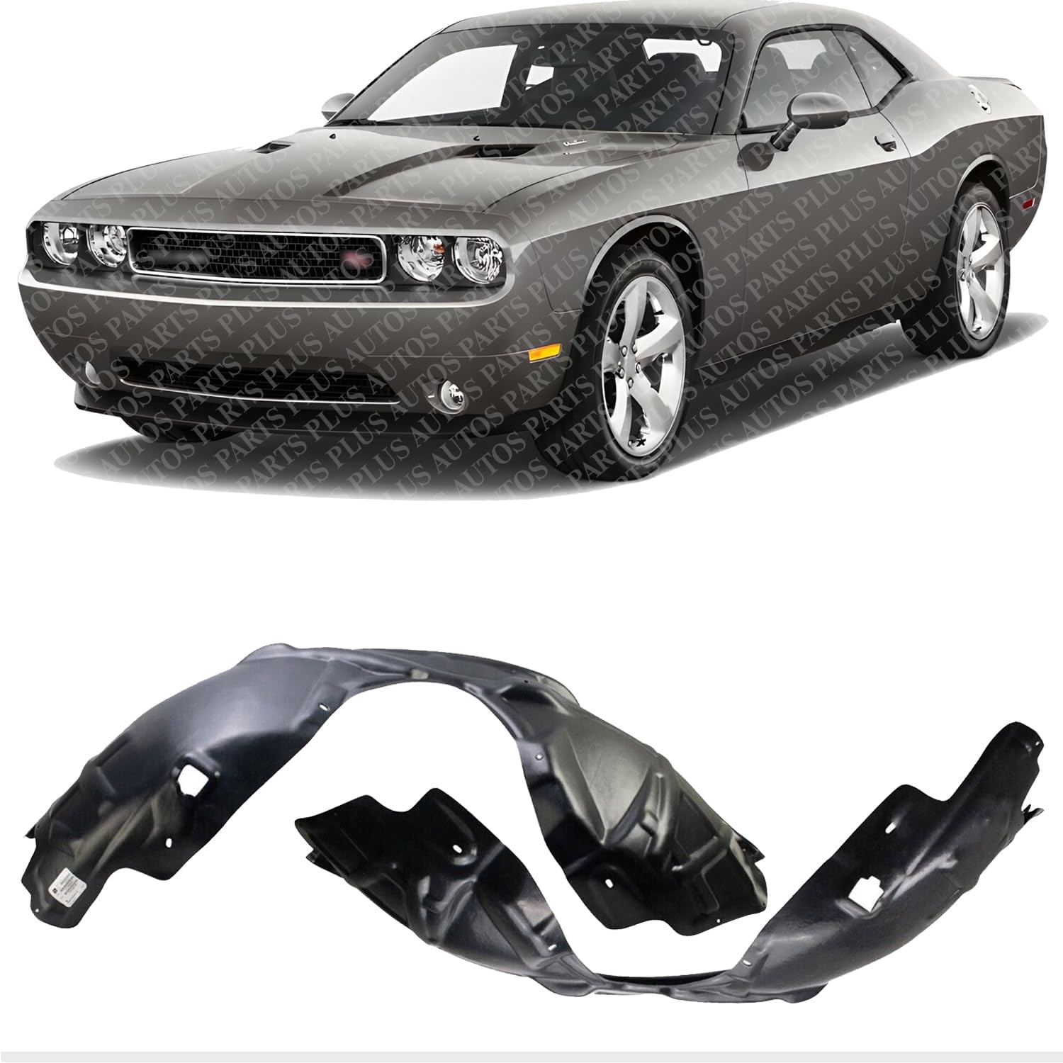 Front Fender Liners Plastic Left Driver & Right Passenger Side Direct Replacement Compatible With 2008-2014 Dodge Challenger CH1248150 CH1249150 5028751AF 5028750AF