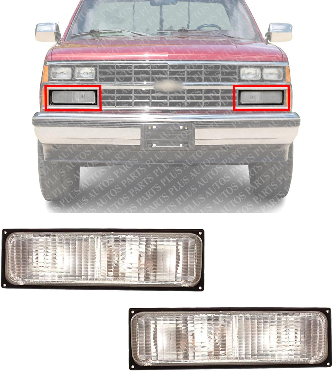 Set Of 2 Front Signal Light Lens And Housing Right Passenger & Left Driver Side Direct Replacement Compatible With 1988-1989 Chevrolet & GMC C/K Series GM2521103 GM2520103 5974336
