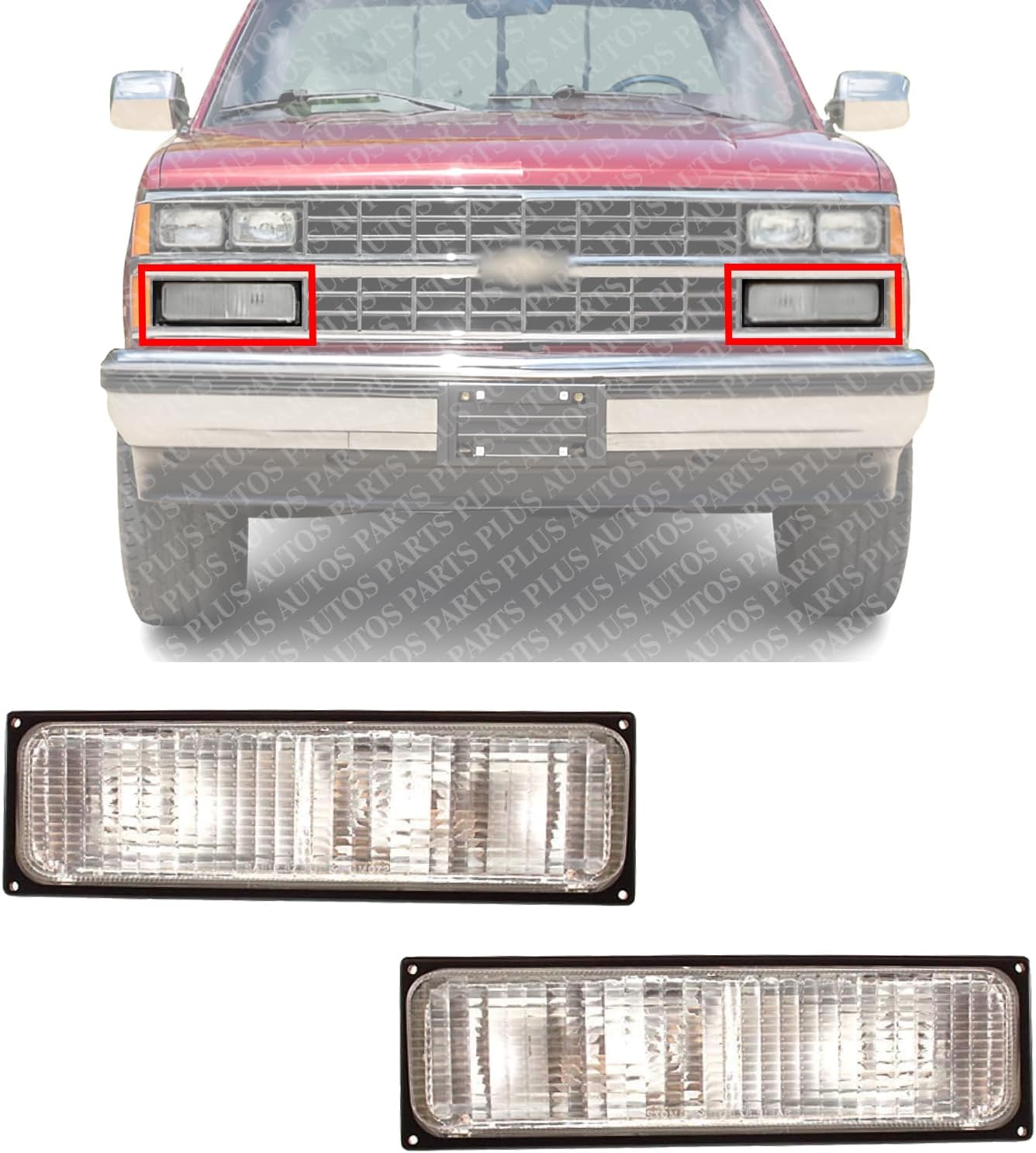 Set Of 2 Front Signal Light Lens And Housing Right Passenger & Left Driver Side Direct Replacement Compatible With 1988-1989 Chevrolet & GMC C/K Series GM2521103 GM2520103 5974336