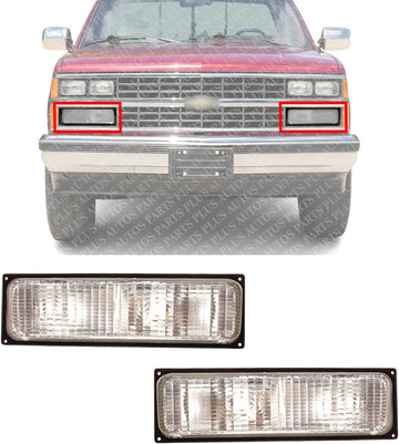 Set Of 2 Front Signal Light Lens And Housing Right Passenger & Left Driver Side Direct Replacement Compatible With 1988-1989 Chevrolet & GMC C/K Series GM2521103 GM2520103 5974336