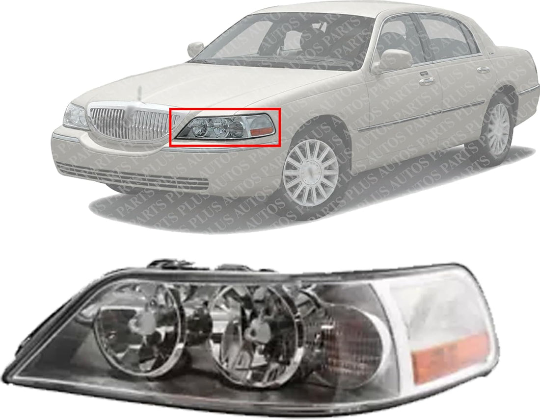 Front Head Light Assembly Left Driver Side Direct Replacement Compatible With 2003-2004 Lincoln Town Car FO2502184 4W1Z13008AB