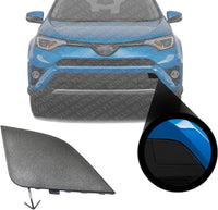 Front Bumper Tow Hook Cover Access Hole Textured Left Driver Side Direct Replacement Compatible With 2016-2018 Toyota RAV4 TO1029108 532860R080