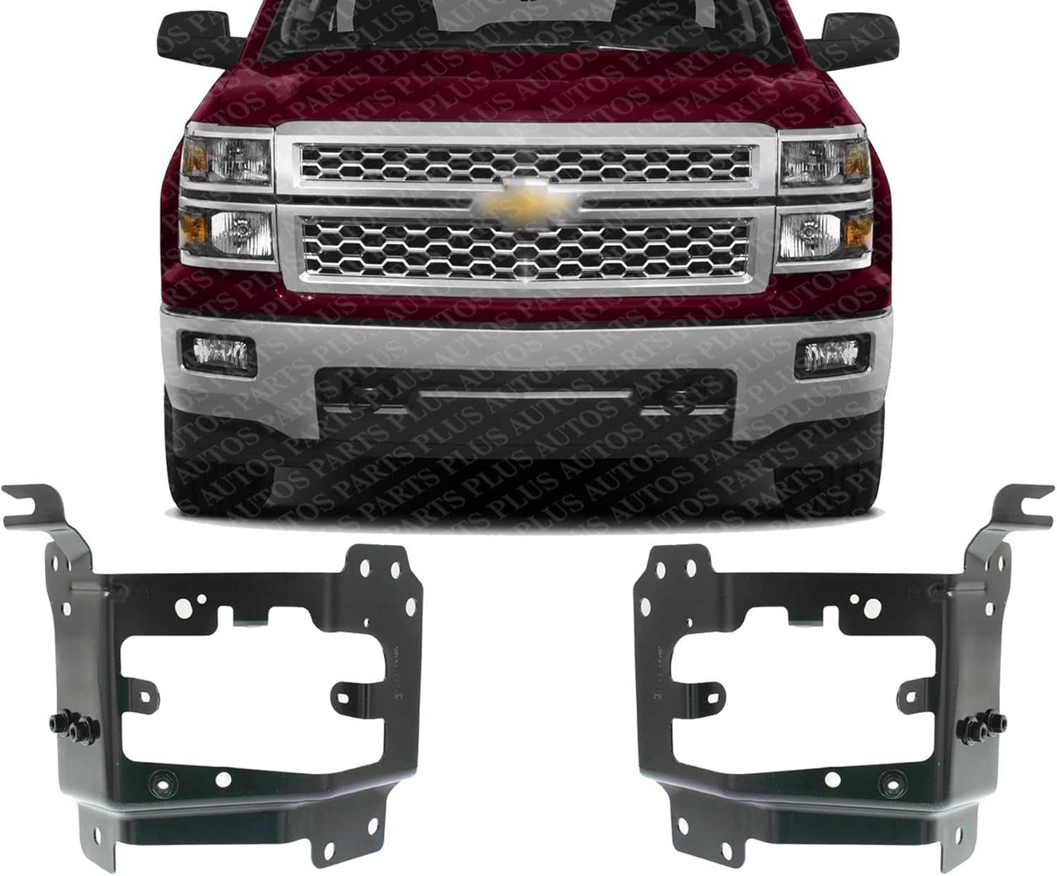 Set of 2 Front Bumper Outer Bracket Left Driver & Right Passenger Side Direct Replacement Compatible With 2014-2015 Chevrolet Silverado 1500 GM1067197 GM1066197 23365569 23365568