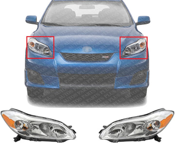 Set Of 2 Front Headlight Assembly Halogen Right Passenger & Left Driver Side Direct Replacement Compatible With 2009-2014 Toyota Matrix TO2502184 TO2503184 8115002650 8111002650