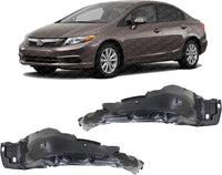 Set Of 2 Front Fender Liner Right Passenger & Left Driver Side Direct Replacement Compatible With 2012-2015 Honda Civic HO1249143 HO1249168 HO1249169 HO1248143 HO1248168 HO1248169