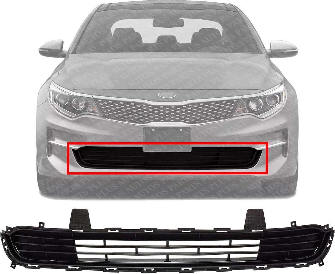 Front Bumper Grille Textured Dark Gray Plastic With Primed Molding Direct Replacement Compatible With 2016-2018 Kia Optima KI1036139 86560D5010
