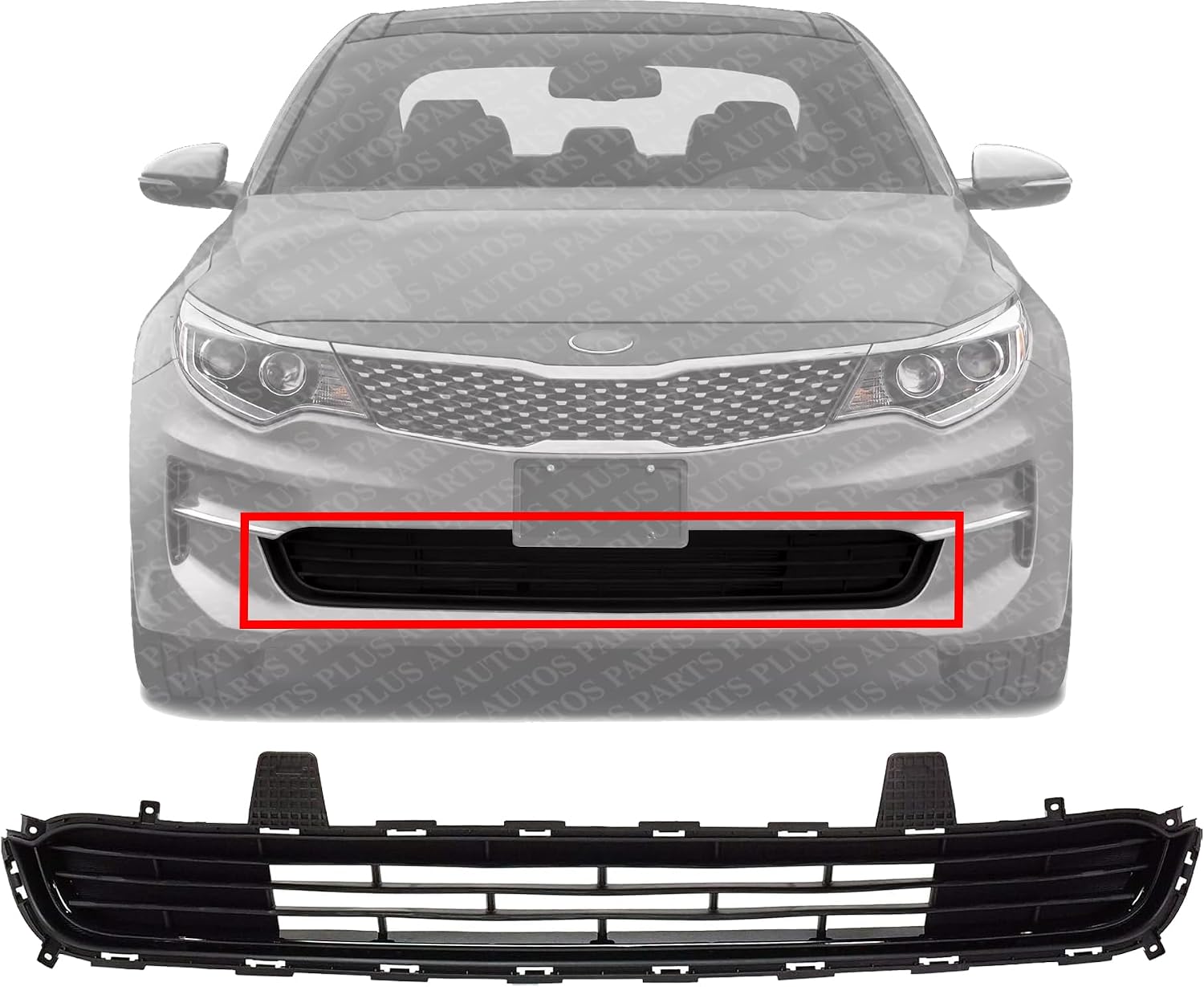 Front Bumper Grille Textured Dark Gray Plastic With Primed Molding Direct Replacement Compatible With 2016-2018 Kia Optima KI1036139 86560D5010