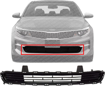 Front Bumper Grille Textured Dark Gray Plastic With Primed Molding Direct Replacement Compatible With 2016-2018 Kia Optima KI1036139 86560D5010