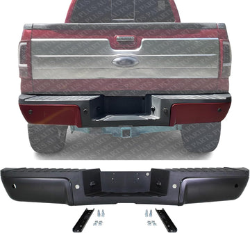 Step Bumper Assembly Primed Steel With Rear Object Sensor Holes Direct Replacement Compatible With 2008-2016 Ford F-Series Super Duty FO1103151 9C3Z17906CPTM-PFM