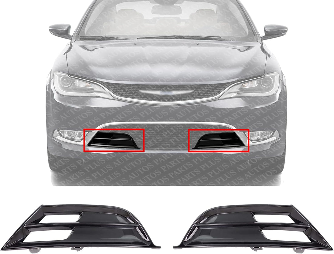 Set Of 2 Front Bumper Grille Textured Right Passenger & Left Driver Side Direct Replacement Compatible With 2015-2017 Chrysler 200 CH1038160 CH1039160 68203015AC 68203014AC
