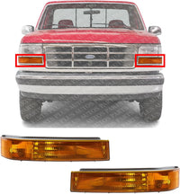 AUTOS PARTS PLUS Set Of 2 Front Turn Signal Light Right Passenger & Left Driver Side Direct Replacement Compatible With 1992-1997 Ford F- Series FO2521114 FO2520116 F5TZ13200AB F5TZ13201AB