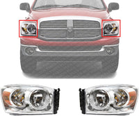 Set Of 2 Front Headlight Assembly Right Passenger & Left Driver Side Direct Replacement Compatible With 2007-2009 Dodge Ram Full Size Pickup CH2502180 CH2503180 68003125AD-PFM