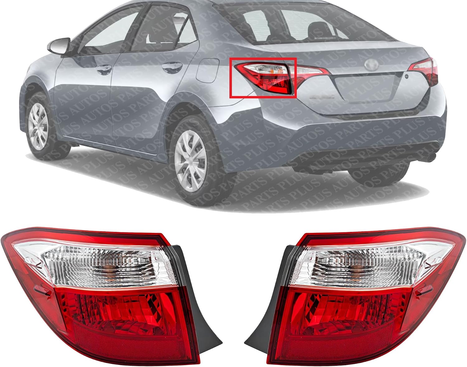 Set Of 2 Tail Light Outer Assembly Halogen Right Passenger & Left Driver Side Direct Replacement Compatible With 2017-2019 Toyota Corolla TO2805130 TO2804130 8155002B00 8156002B00