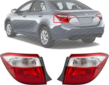 Set Of 2 Tail Light Outer Assembly Halogen Right Passenger & Left Driver Side Direct Replacement Compatible With 2017-2019 Toyota Corolla TO2805130 TO2804130 8155002B00 8156002B00