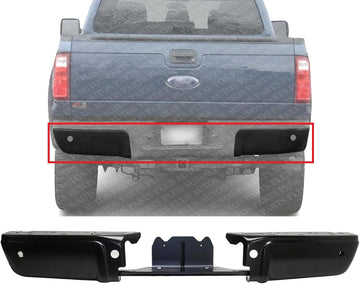 Step Bumper Face Bar Primed Steel With Reinforcement & Object Sensor Holes Direct Replacement Compatible With 2008-2016 Ford F-Series Super Duty FO1102370 9C3Z17906CPTM