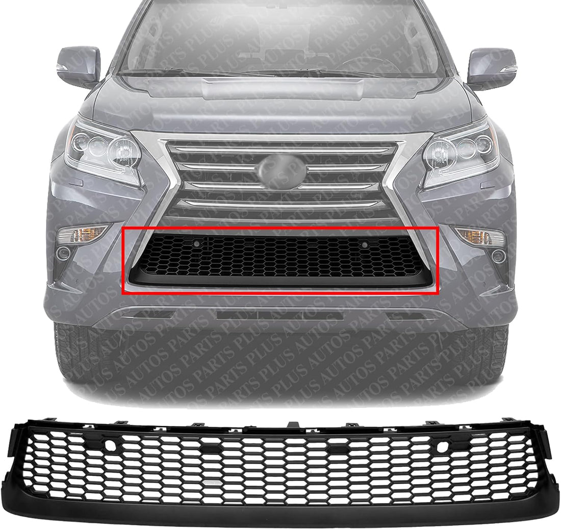 Front Bumper Grille Textured Plastic Direct Replacement Compatible With 2014-2019 Lexus GX460 LX1036125 5311260170