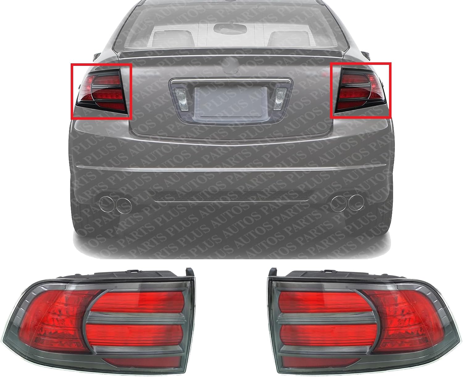 Set Of 2 Tail Light Lens And Housing Right Passenger & Left Driver Side Direct Replacement Compatible With 2007-2008 Acura TL AC2818108 AC2819108 33551SEPA21 33501SEPA21