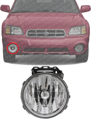 Front Fog Light Assembly Right Passenger Side Direct Replacement Compatible With 2000-2004 Subaru Outback / 2003-2006 Baja SU2593101 84501AE10A