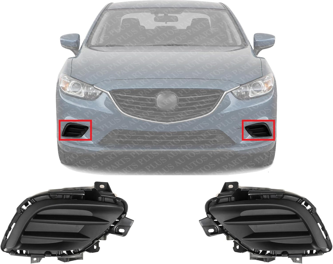 Set Of 2 Front Fog Light Cover Textured Plastic Left Driver & Right Passenger Side Direct Replacement Compatible With 2014-2017 Mazda 6 MA1039130 MA1038130 GHP950C11A GHP950C21A