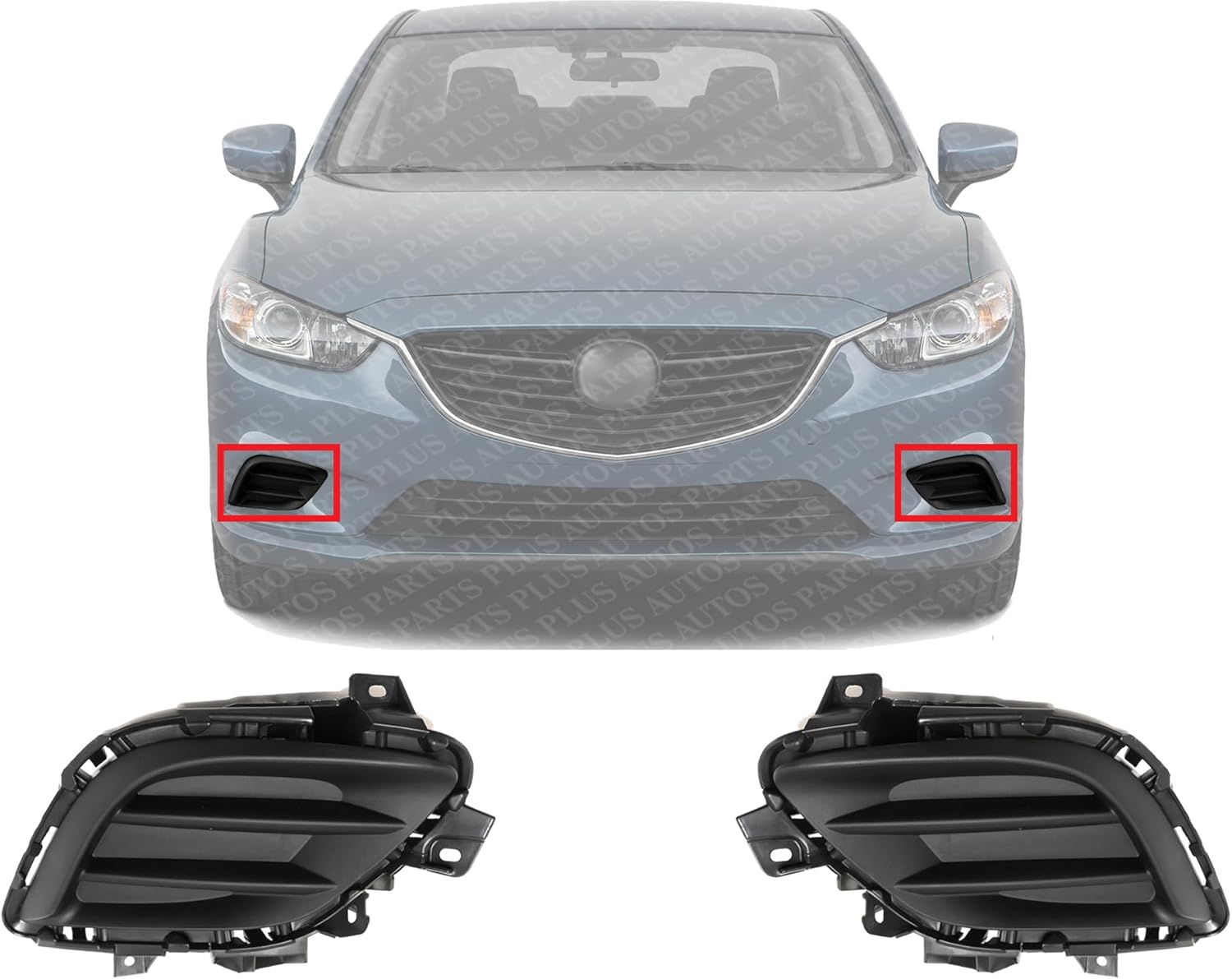Set Of 2 Front Fog Light Cover Textured Plastic Left Driver & Right Passenger Side Direct Replacement Compatible With 2014-2017 Mazda 6 MA1039130 MA1038130 GHP950C11A GHP950C21A