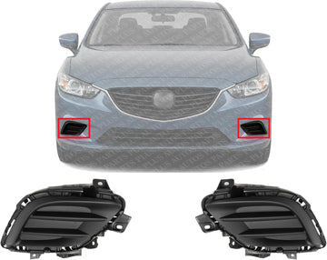 Set Of 2 Front Fog Light Cover Textured Plastic Left Driver & Right Passenger Side Direct Replacement Compatible With 2014-2017 Mazda 6 MA1039130 MA1038130 GHP950C11A GHP950C21A