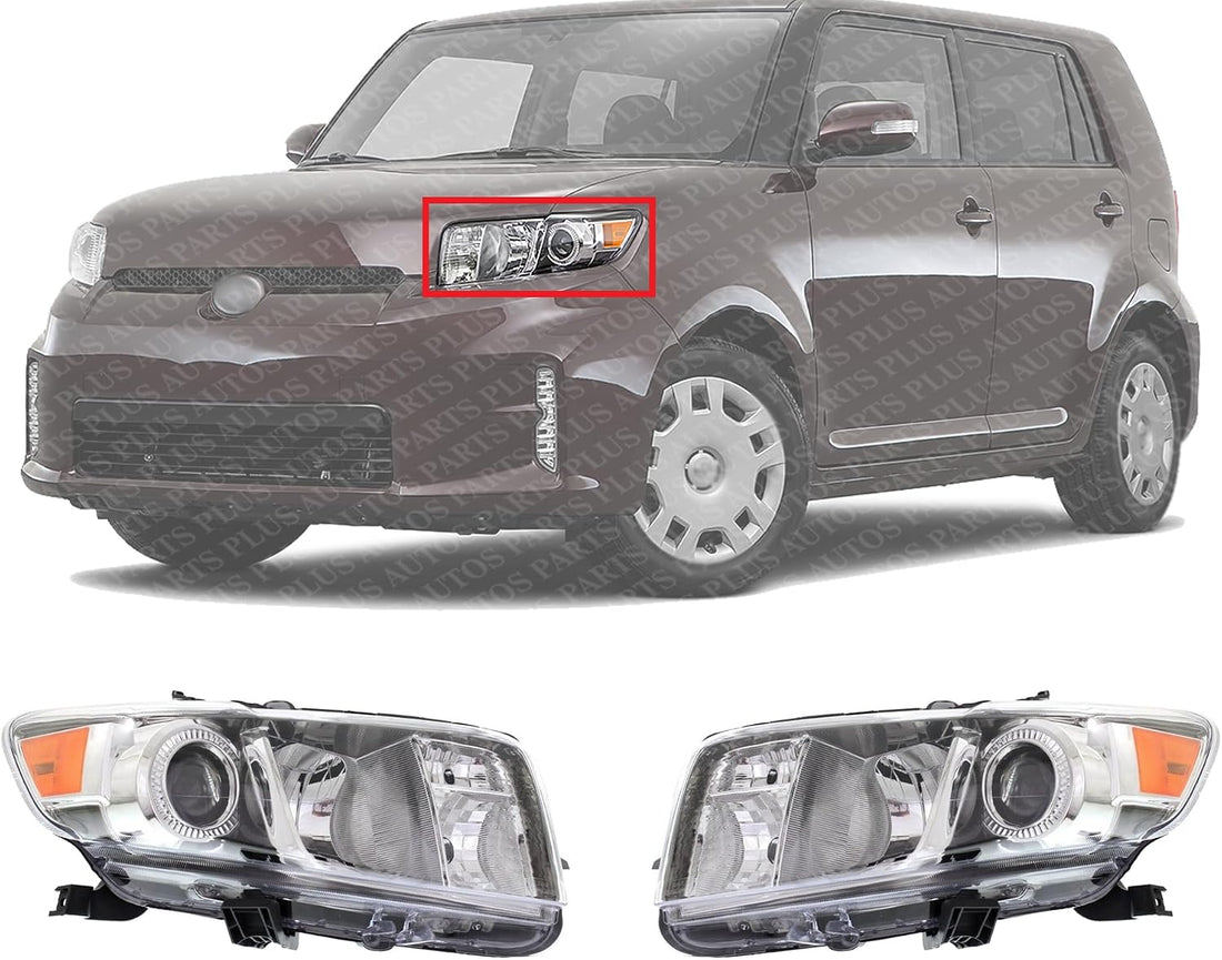 Set Of 2 Front Head Light Assembly Lens And Housing Left Driver & Right Passenger Side Direct Replacement Compatible With 2011-2015 Scion XB SC2519106 SC2518106 8113012E20 8117012E20